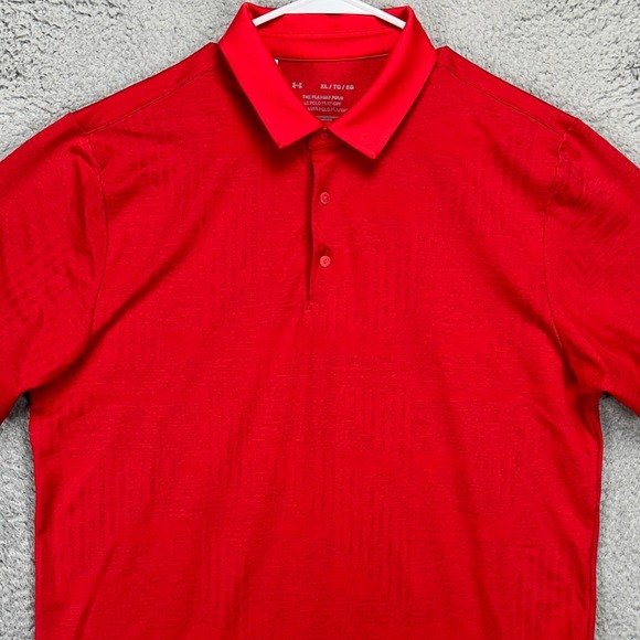 Under Armour The Playoff Polo Mens Golf Shirt XL Red Short Sleeve Rugby Athletic